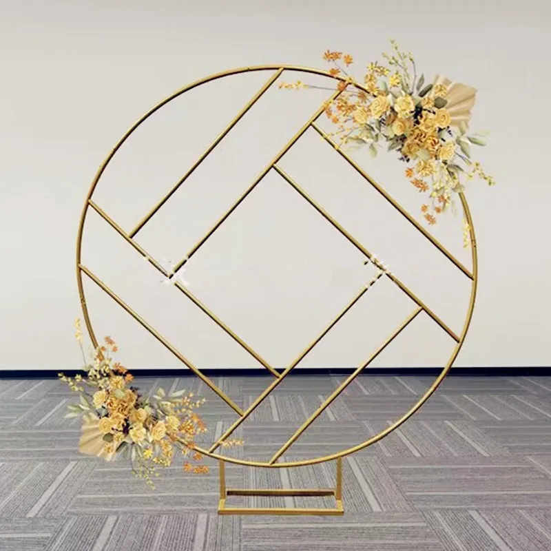 Gold Geometric Iron Screen Arch Rectangular Frame Decor for Wedding Party Banquet Stage Background Props Gilded