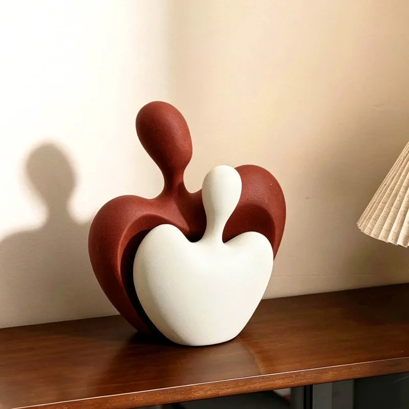 Nordic Abstract Ceramic Couple Hug Sculpture Ornaments Living Room TV Cabinet Entrance Desktop Furnishings Crafts Wedding Gifts