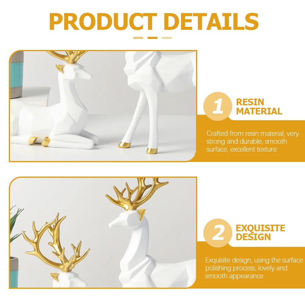 2 Pcs Origami Elk Ornaments Centerpiece Table Decorations Christmas Indoor Home Deer Modern Accents Resin Reindeer Figurines