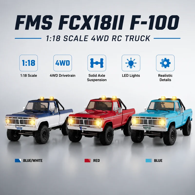 FMS FCX18 II F-100 1/18 Full-scale four-wheel drive RC remote control car simulation car model toy RTR Brushed