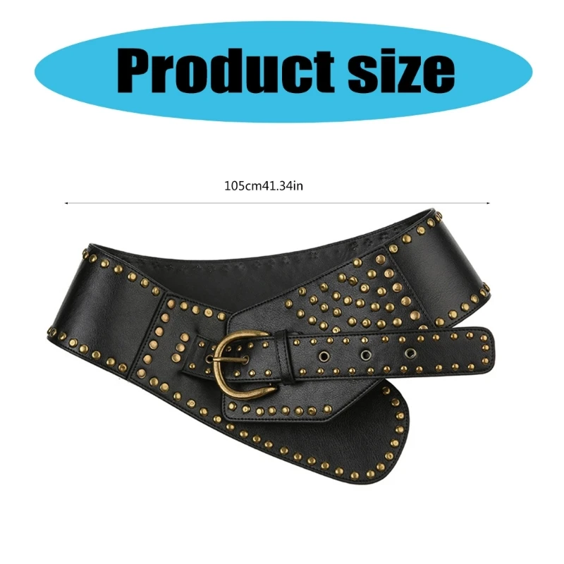 Rivet Studded Cincher Belt Aesthetic Belt Fashion Punk Belt Girl Waistband Western Belt PU Waiststrap for Shorts Skirt