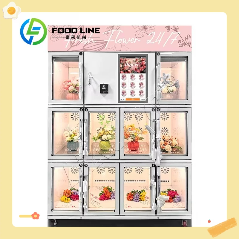 Innovative Flower-Shaped Smart Vending Machine with Cooling System for Fresh Flowers 24/7 Automated Flower Dispenser