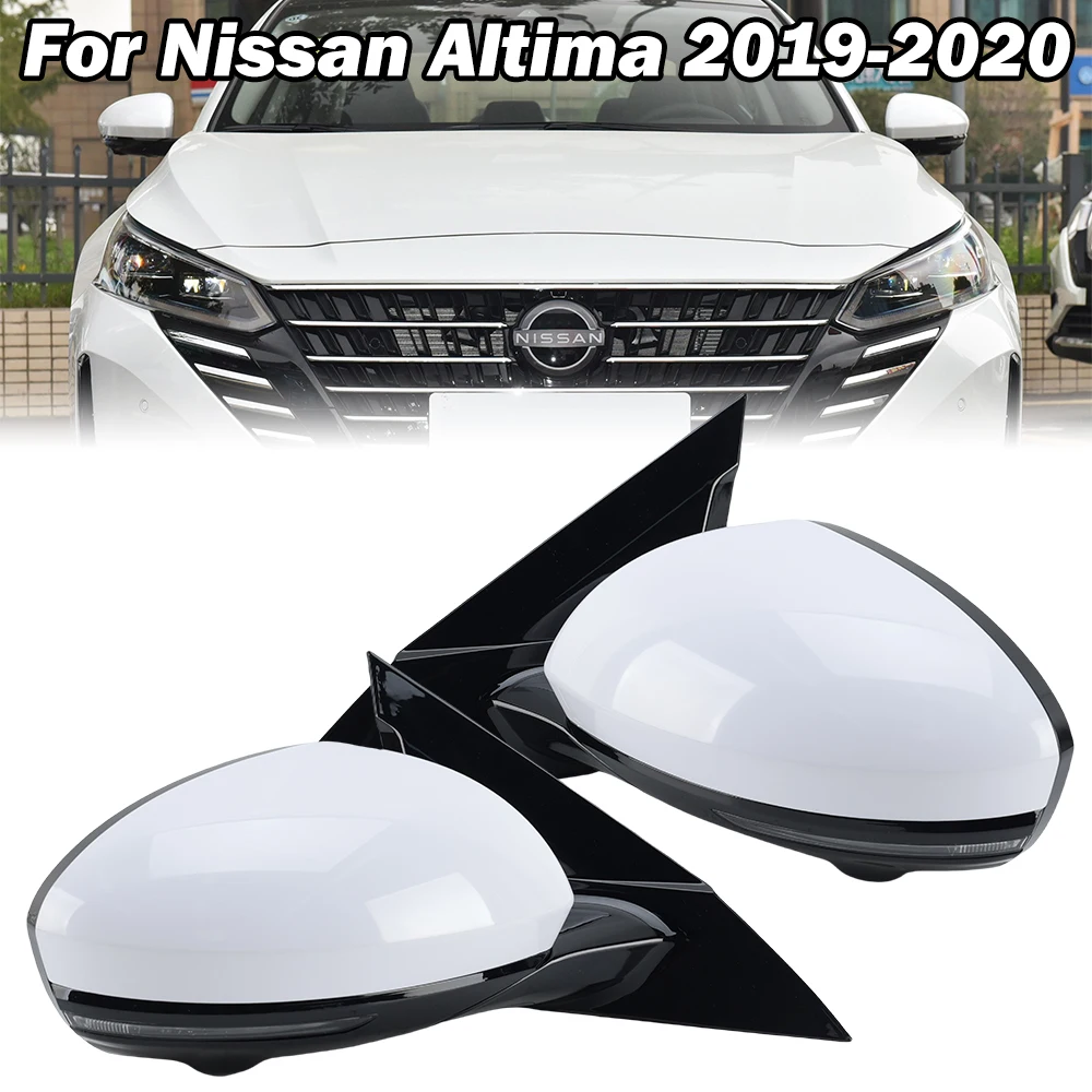 12 Wires Rearview Mirror Assembly For Nissan Altima 2019-2020 Primer White Automatic Folding Camera Side Mirror Car Accessories