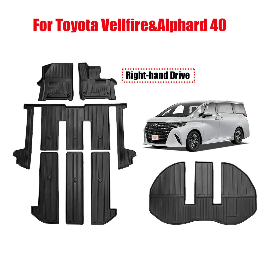 Car Floor Mats For Toyota Alphard 40/ Vellfire 40 Series 2023-2026 Right-Hand Drive  Durable TPE ECO Waterproof Rubber Trunk Mat