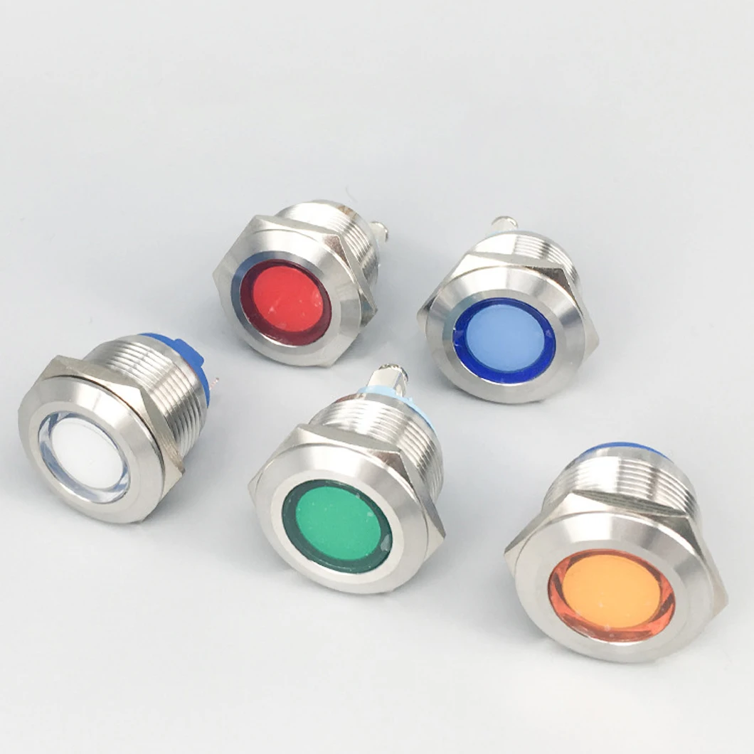 Imagen 3: ABILKEEN - Lote de 10 Luces Indicadoras LED de Metal de 19 mm, 3~220 V, Lámpara Piloto de Señal LED con Terminal de Soldadura/Tornillo de 2 Pines, IP65 Impermeable