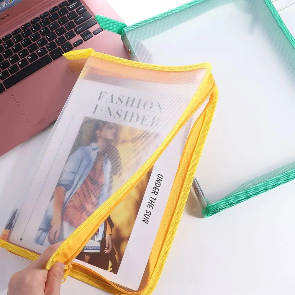 Portable Office Homework Storage Bags Textbook Stationery File Bag Folders Paper Organizer Test Paper Folder Zipper Storage Bag