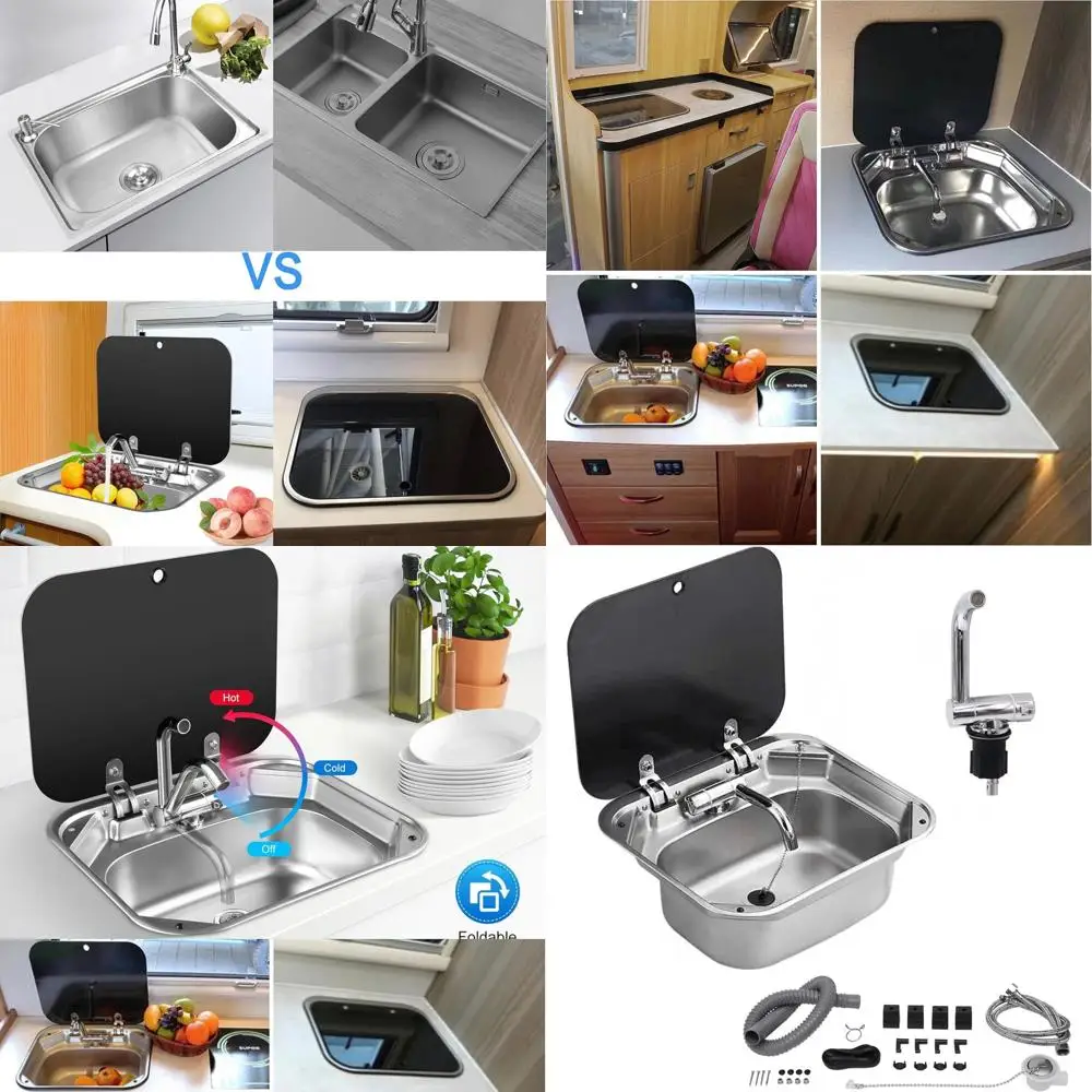 

Мойка для автодома 15x17 дюймов, встраиваемая, с одной чашей, из нержавеющей стали 304, для караванов, кемперов, фургонов, лодок и мобильных домов