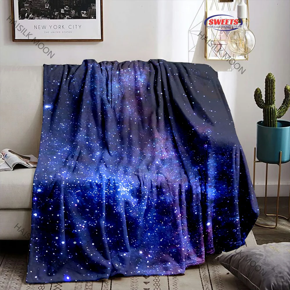 3D Purple Milky Way Cosmic Starry Sky Printed Blanket, Bedroom Living Room Sofa Chairs Bed Blanket Soft and Comfortable Gifts