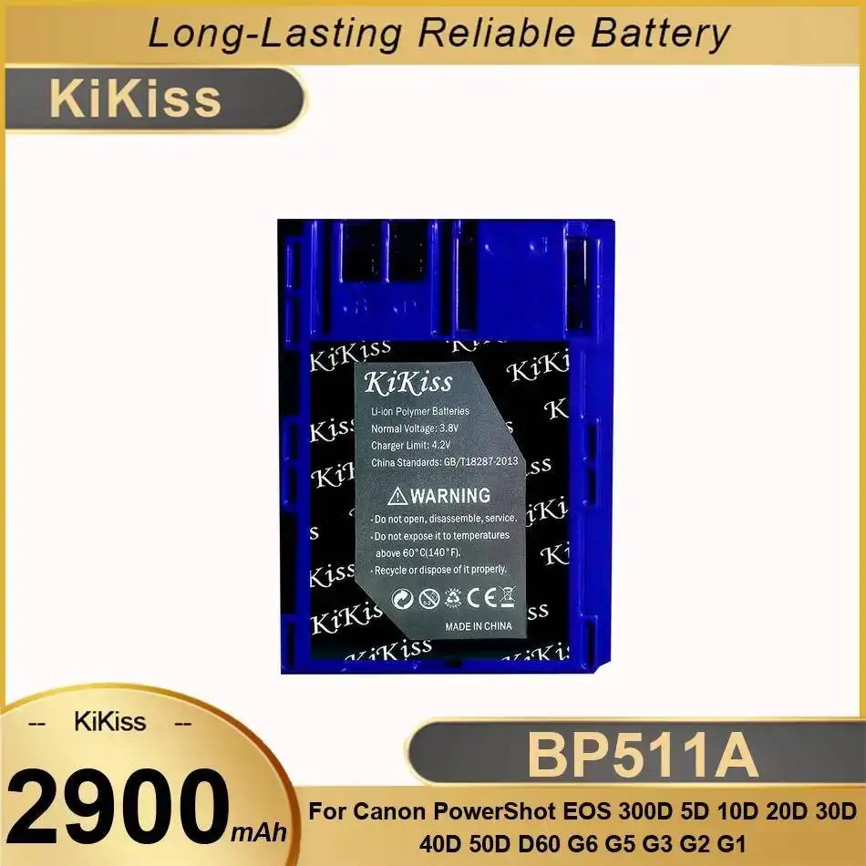 

Camera Battery Durable High-Efficiency BP511A For Canon Powershot Eos 300D 5D 10D 20D 30D 40D 50D D60 G6 G5 G3 G2 G1 2900Mah