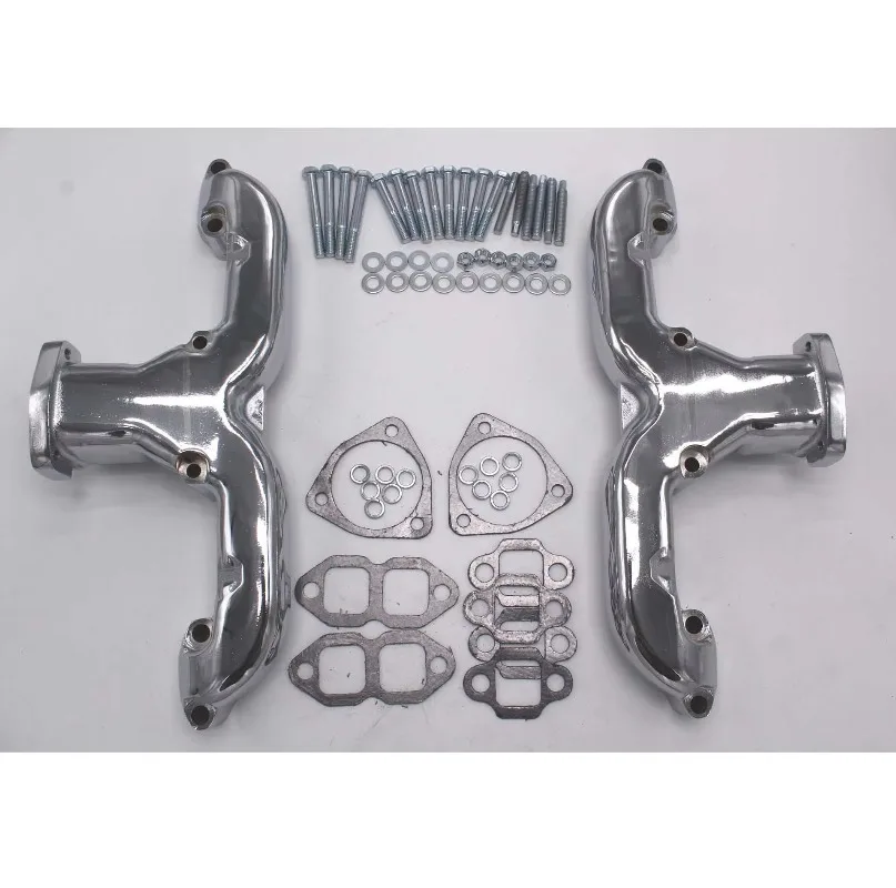 New Condition Polish and Chrome R26169 VA854 for Small Block Chevy Smoothie Rams Horn Exhaust Manifolds