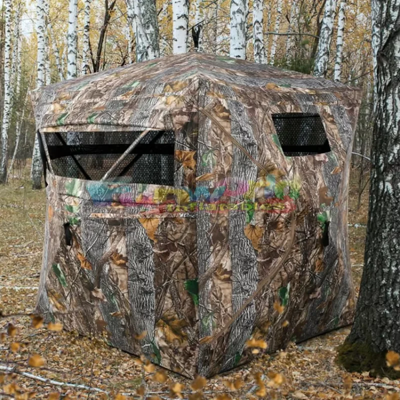 Portable Pop up Hunting Blind Tents Camping Outdoor 2-3 Pereson Ground Deer Stand Blinds Material Camouflage with Bag and Stakes