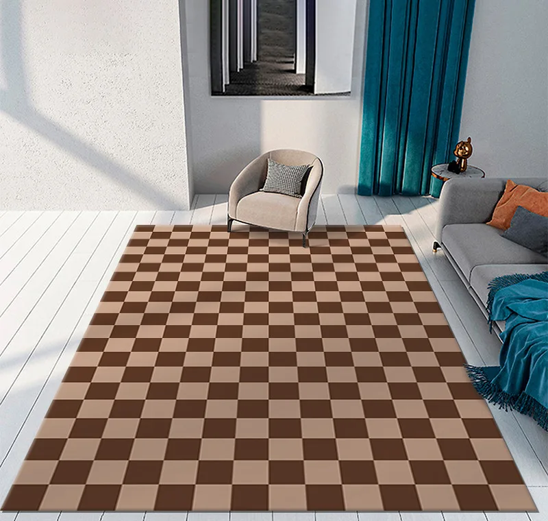 Color Checkerboard Plaid Carpet Moroccan Living Room Bedroom Rug Anti-skid Entry Door Mats Household Bedside Rugs Bay Window Mat