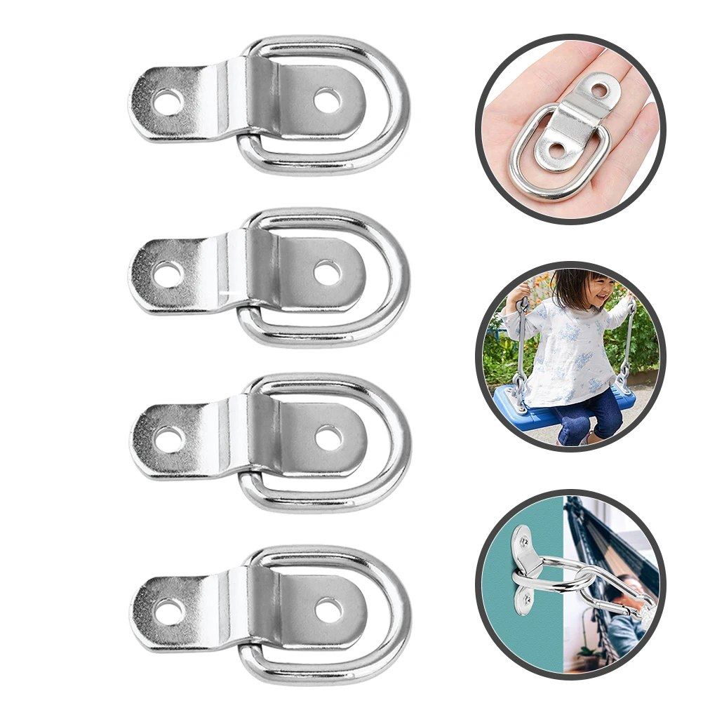 4Pcs D-Shaped Tie Down Anchor Galvanized Iron Durable Truck Bed Hooks Trailer Accessories Trailer Tie Down Rings