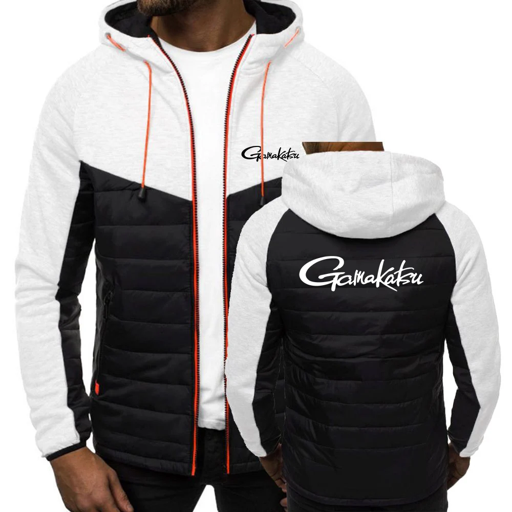 

2025 Loose Comfortable Jacket Spring And Autumn High Quality Zipper Hoodies Man's Gamakatsu Logo Print Patchwork Hooded Coat