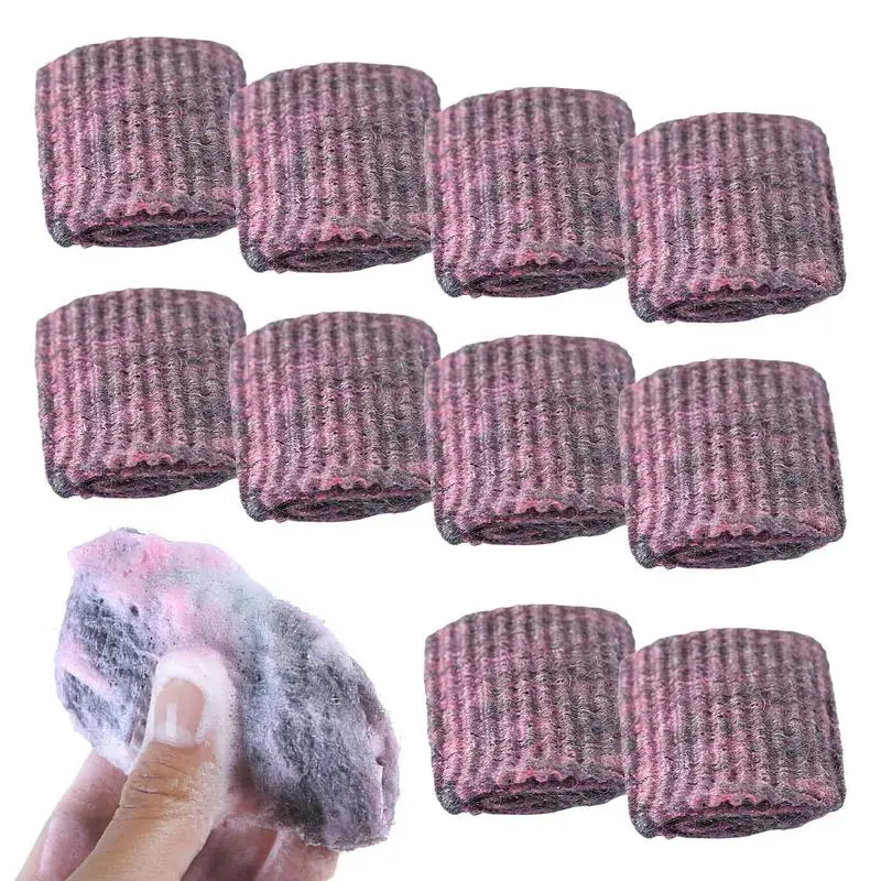 Steel Wool Scrubber Sponge 10Pcs Dish Scrubbers Household Cleaning Sponges Pre-Soaped Pads for Cleaning Dishes Pots Pans Grills