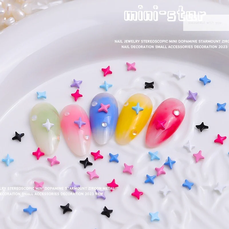 

5PCS Mini Star Nail Accessories Colorful Dopamine Starburst Alloy Small Jewelry Accessories Wearing Armor Materials Decoration