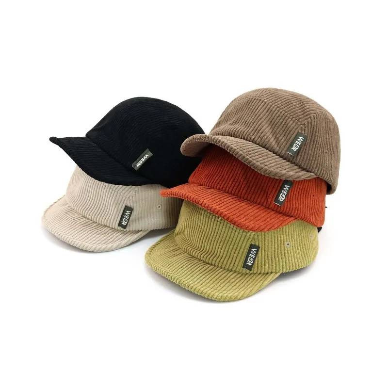Vintage-Inspired Corduroy Baseball Cap with Short Brim Adjustable Lightweight  Versatile for Fall/Winter Casual Cap