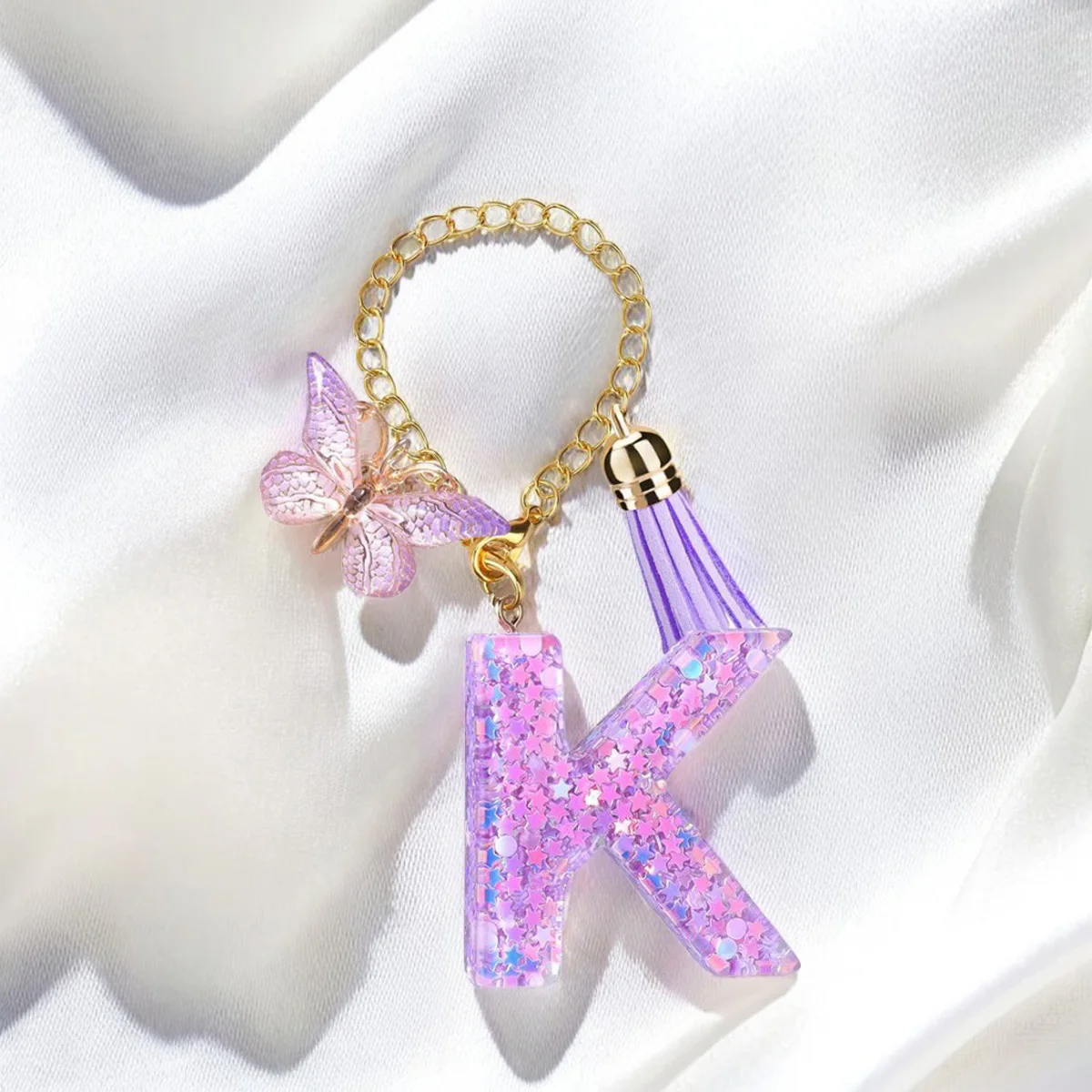 قطعة واحدة من سلسلة الأكواب الأرجوانية، ملحق زجاجة المياه، سلسلة مفاتيح بسلسلة كوب الحروف، سلسلة مفاتيح صغيرة لطيفة على ظهره، قلادة حقيبة #1