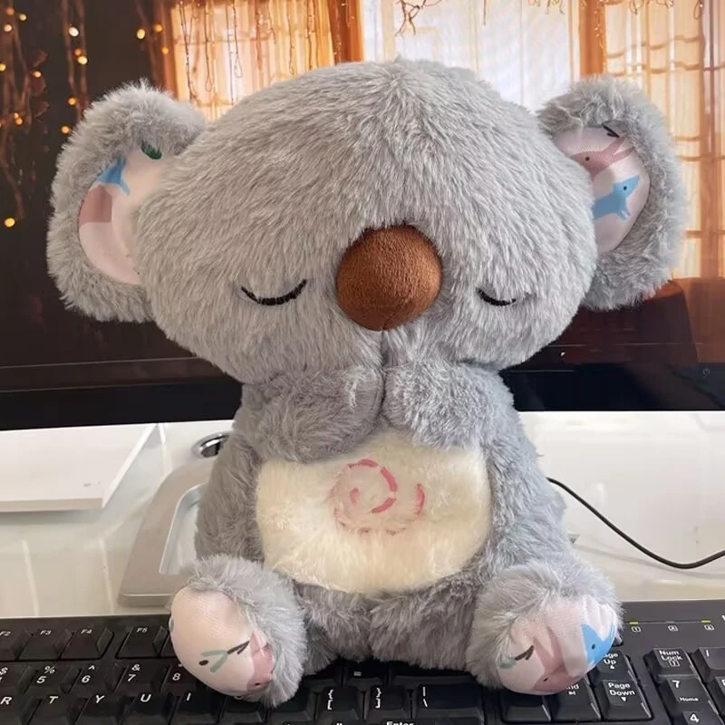 Bonito calmante coala urso brinquedos de sono para crianças bebê calmante alívio da ansiedade respiração coala brinquedo sono amigo boneca de pelúcia com