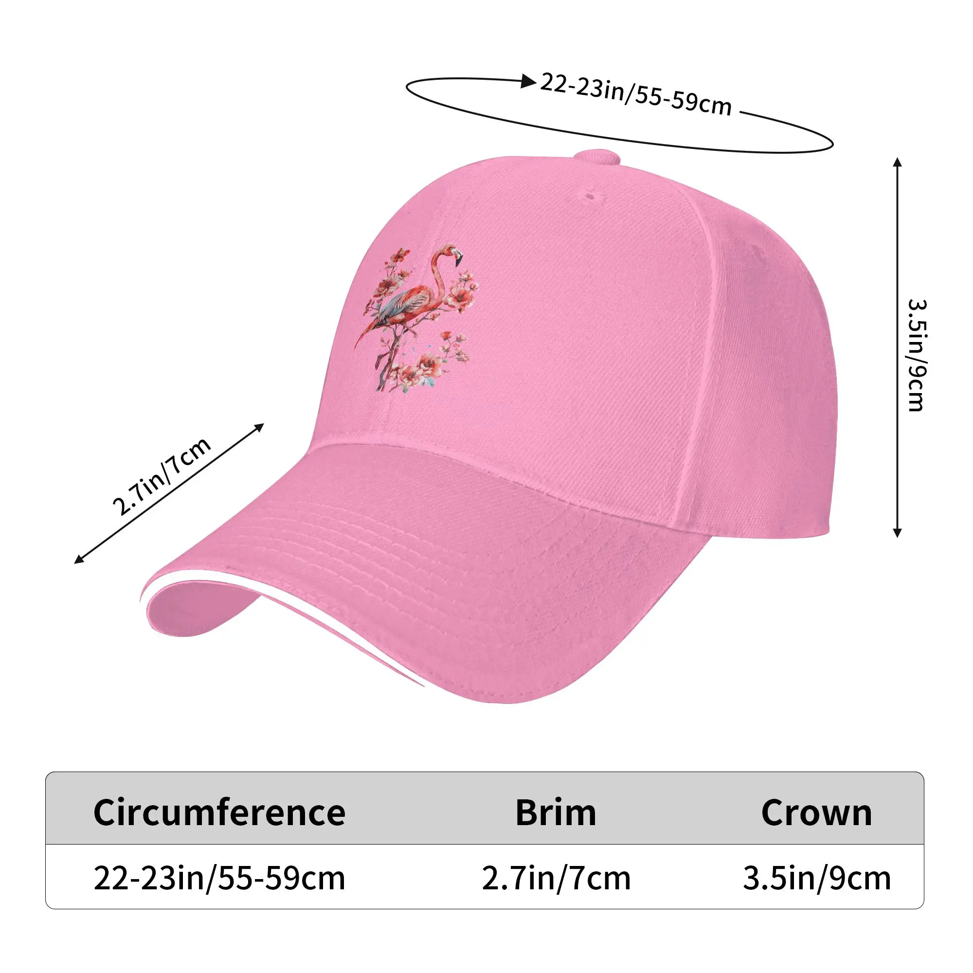 Flamingo Bird Floral Flamingo Lover Motif Nature Artwork Casual Baseball Cap  Hunting Camping Trucker Hat Summer Baseball Caps