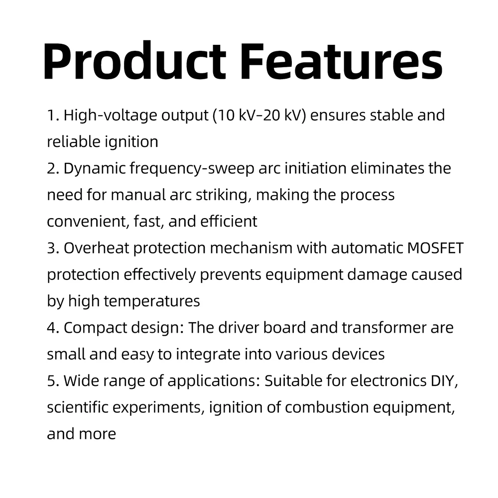 80W 20KV AC-Generatormodul mit Lichtbogenzünder und Überhitzungsschutz für DIY-Elektronik und wissenschaftliche Experimente – Detail 8