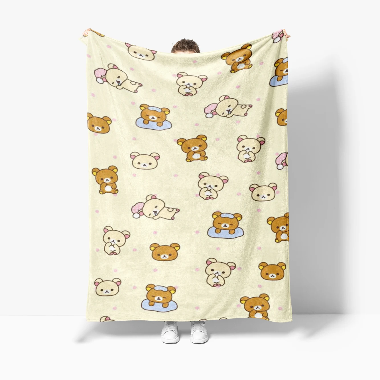 Super Warm R-Rilakkuma Cartoon Cute Bear Plush Throw Blanket For Bed Sofa Living Room,Travel,Camping,Gift
