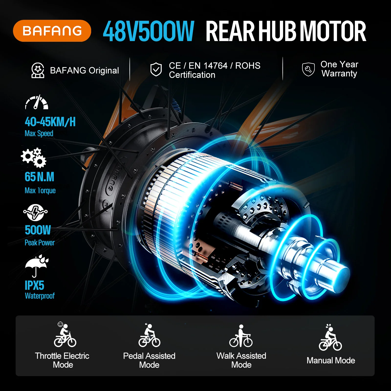 BAFANG 500 واط 750 واط 250 واط 1000 واط محور عجلات المحرك 48 فولت 36 فولت محرك 20/26/27.5/28/29/700C كاسيت مكبح قرصي/V-الفرامل Varstrom eBike عدة #3