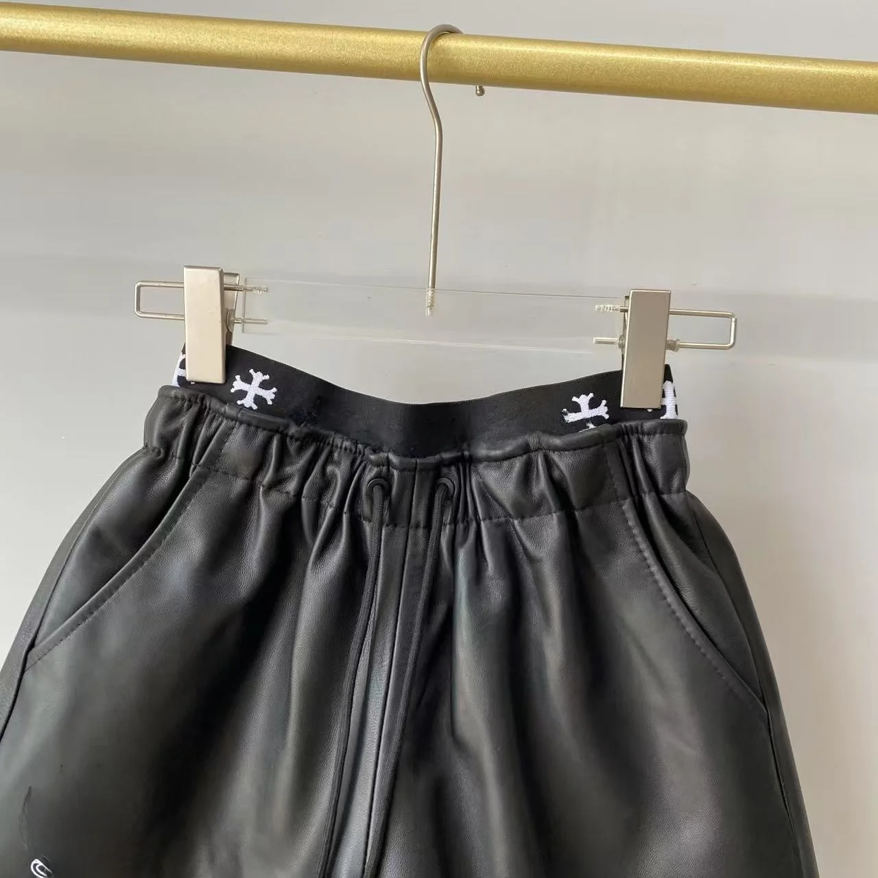 2025년 신상 여성용 패셔너블 가죽 바지 캐주얼 부츠컷 바지 천연 가죽 하이웨이스트 엘라스틱 웨이스트 가을 컬렉션