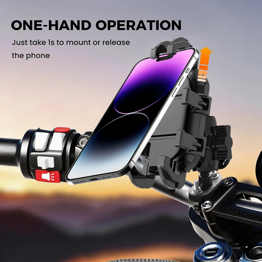 Immagine 6: Supporto per Telefono con Assorbimento degli Urti per Moto e Bicicletta, Stabile e Anti-vibrazione 360° °   Supporto per Navigazione GPS da Manubrio Moto con Regolazione della Rotazione