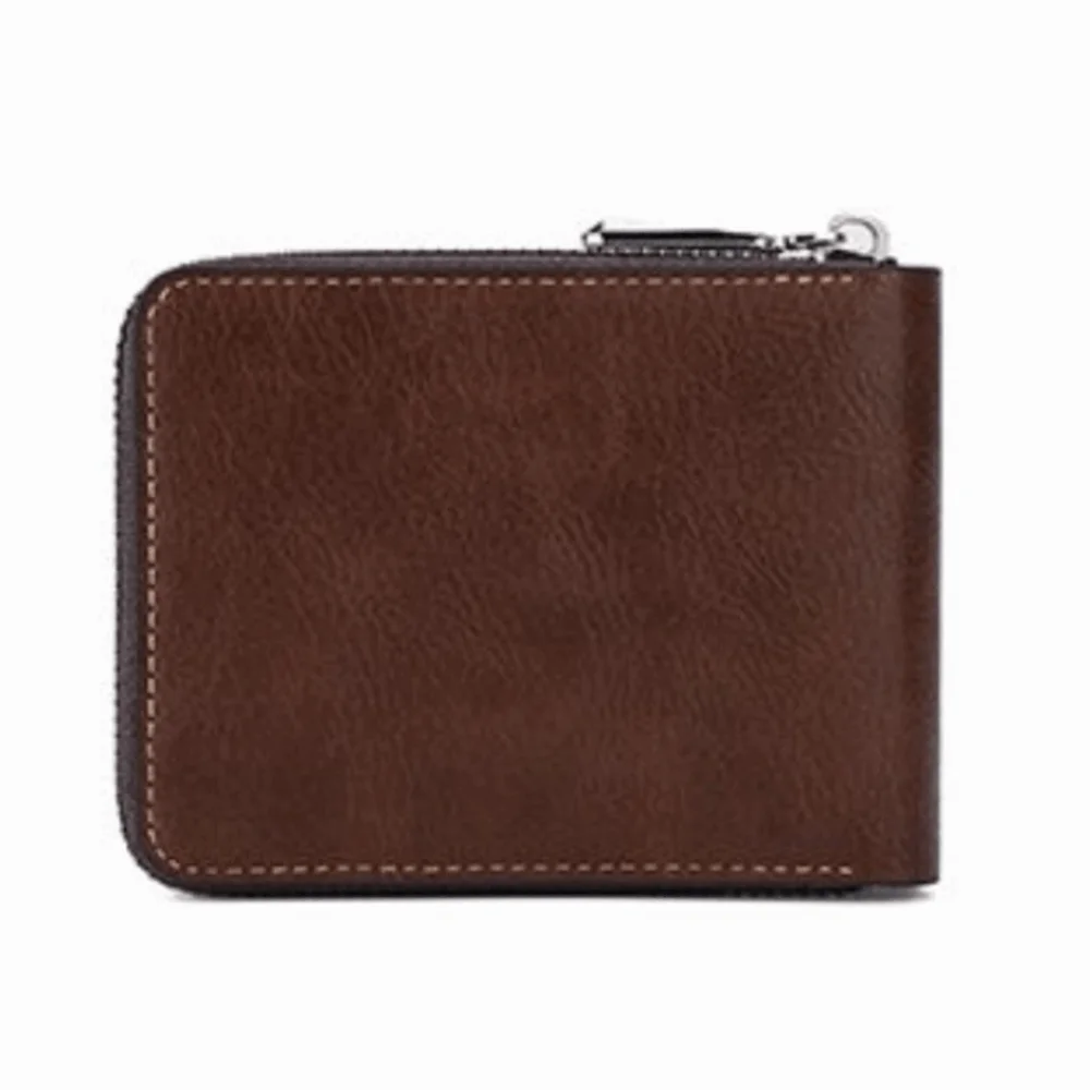 Кожаный мужской короткий кошелек на молнии, сумка для карт, противоугонная сумка в городском стиле для отдыха, чехол для кредитных карт с английскими буквами