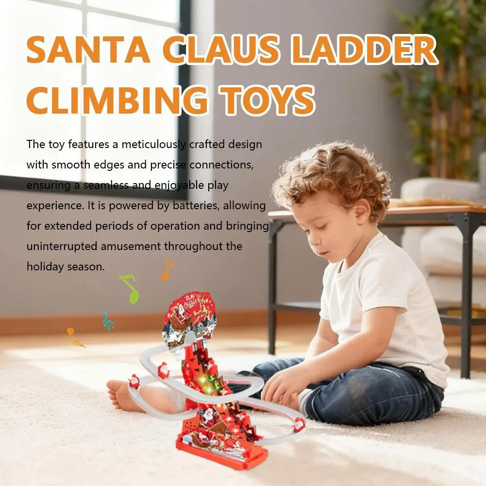 

Automatic Santa Climber Christmas Toy LED Light Music Stair Climbing Slide Play Set Multi Mode Switch Battery Powered Kids Gift