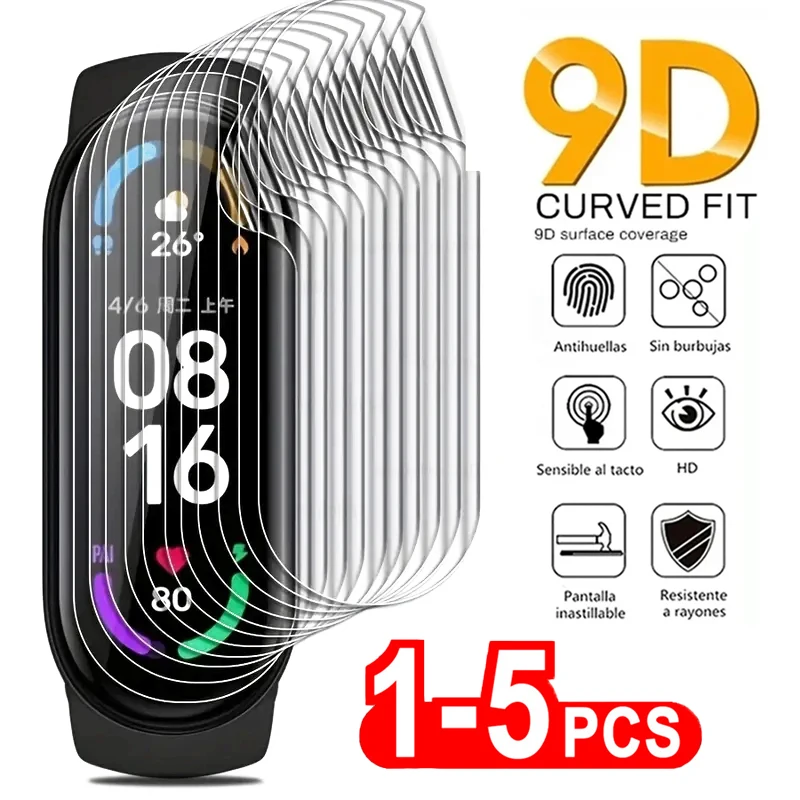 9D Curved Fit Full Screen Protector Film for Xiaomi Mi Band 8 7 Pro Protective Film Not Glass for MiBand 6 band 5 band 4 band 3