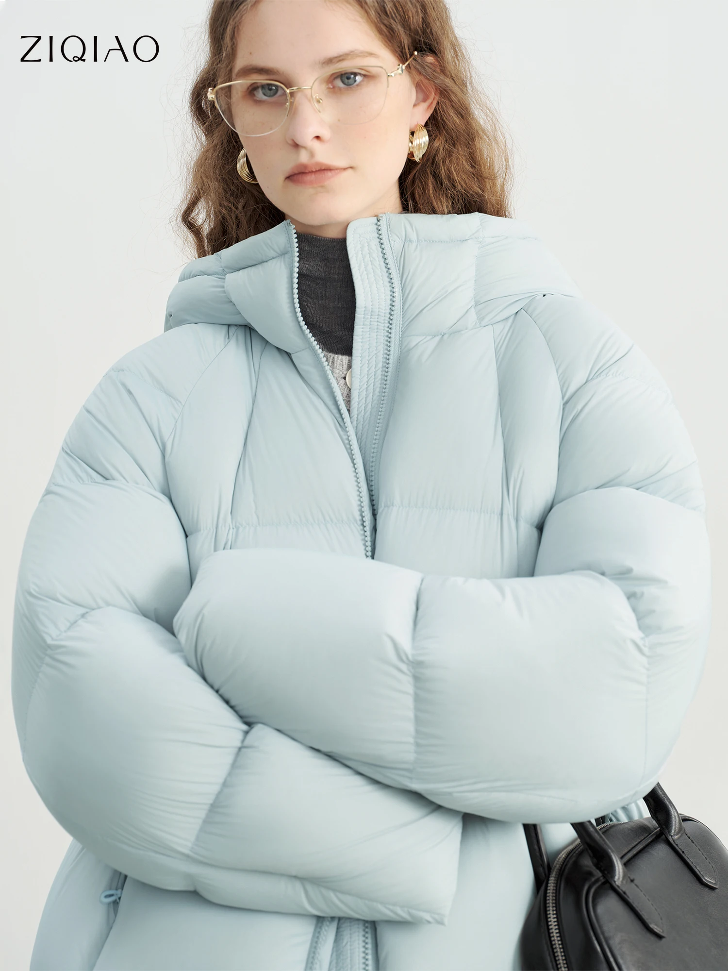 

ZIQIAO Light Warm High Filling Puff Down Jacket Women 2025 New Warm Coat Candy Color Sweet Age-reducing Solid Clean Fit