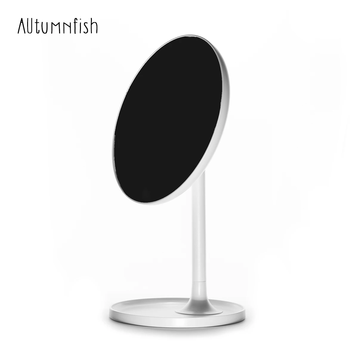 White Makeup Mirrors  Simple Compact Base with Storage Function Multi-angle Rotation Girl Dress Up