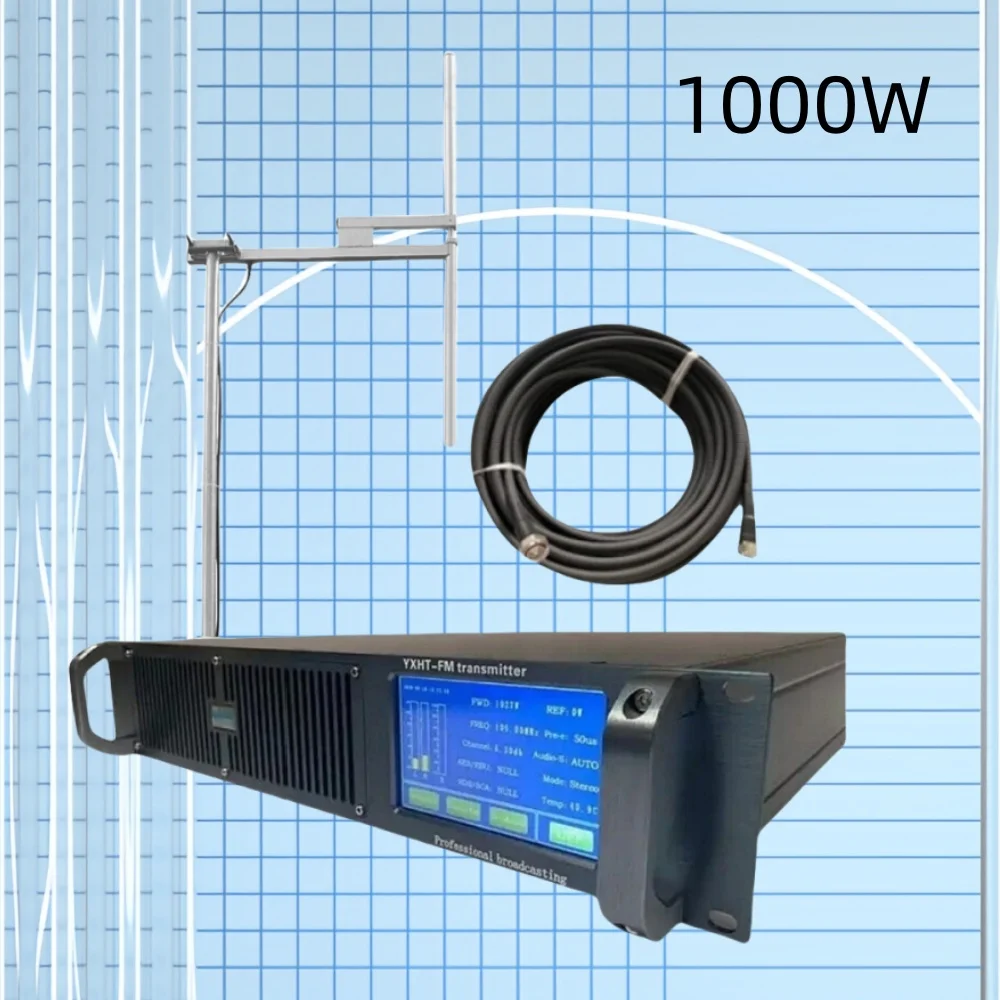 

1000watts FM Transmitter Kit with Touch Screen Includes Antenna & 30m Cable - FCC/CE Certified for Radio Stations
