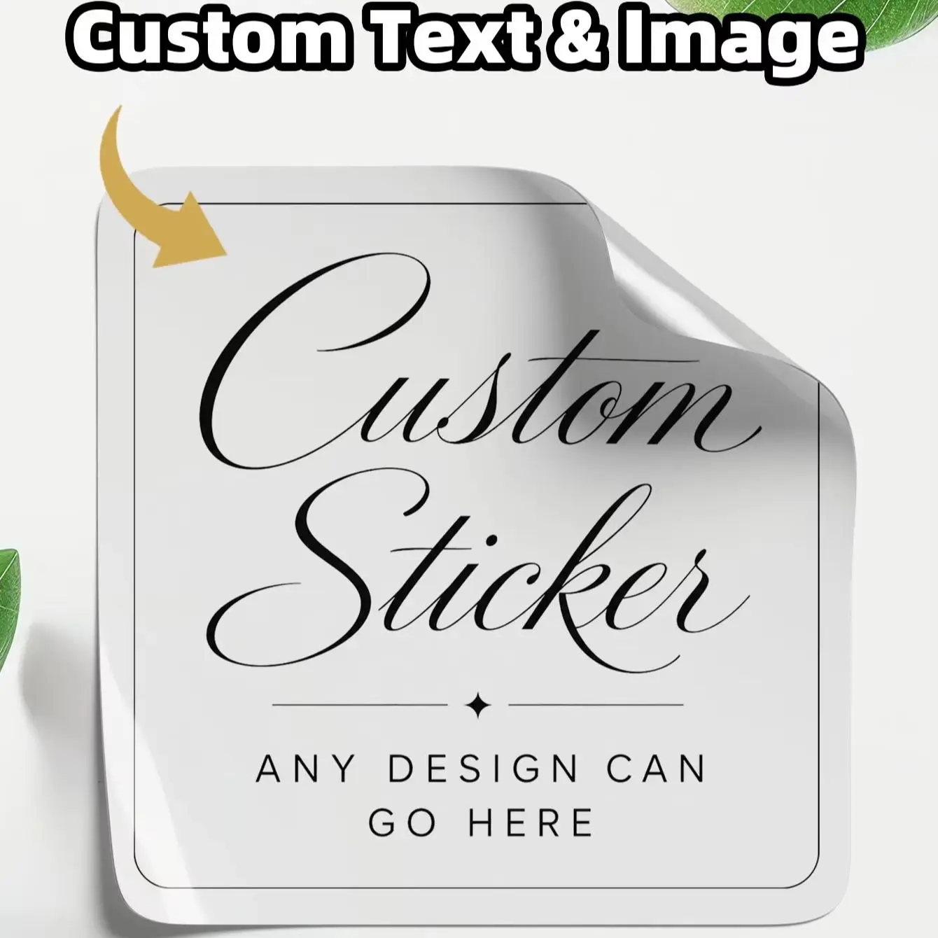 1‑200Pcs Square Custom Stickers, Personalized Text Image Labels for Friends, Birthday Present Decor, Wedding Gift Accents