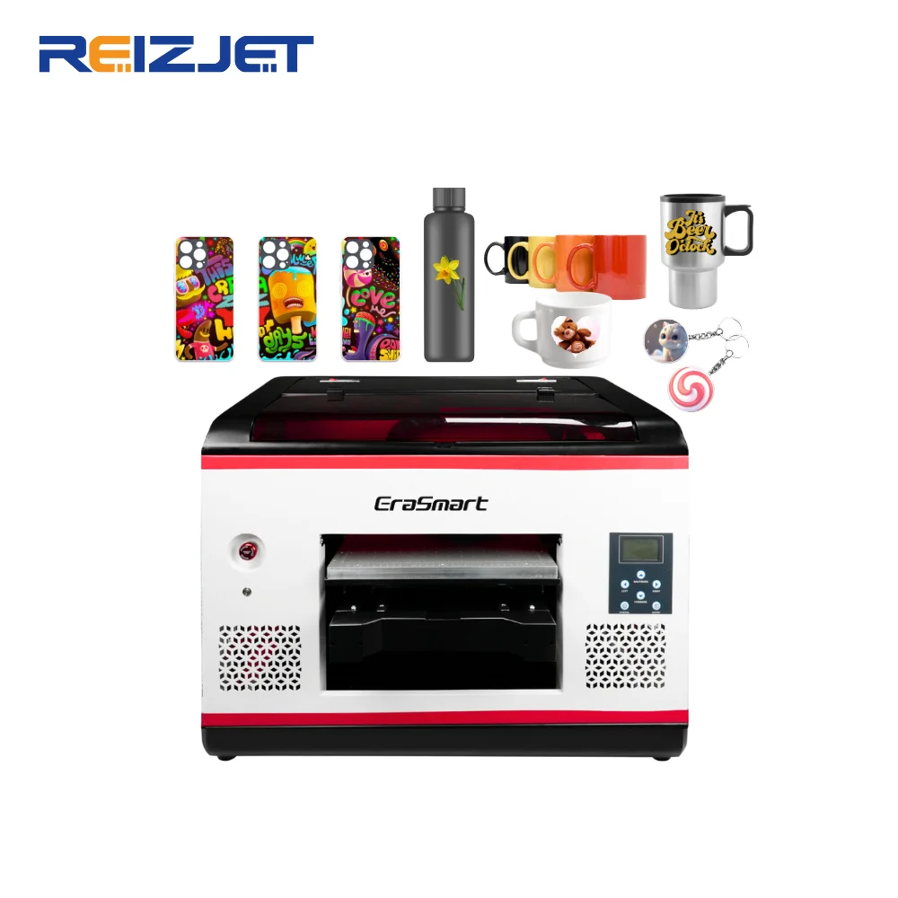 Reizjet A4 A3 Small Desktop UV Printing Machine Flat Bed Card Acrylic Wood Metal PVC Phone Case UV Printer