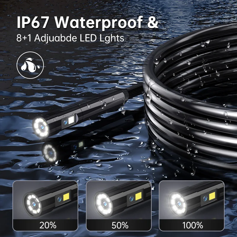 Microlong ES03 5" IPS Dual Lens Endoscope Camera Lights 1080P Photo Video Inspection Borescope IP67 Waterproof 16.5FT Industrial view 3