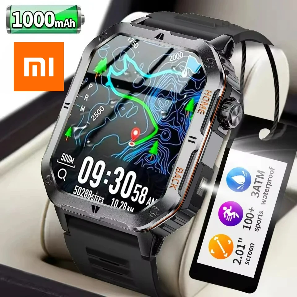 ساعة Xiaomi الرجالية الذكية بلوتوث مكالمة النوم مراقب معدل ضربات القلب الصحة في الهواء الطلق LED مصباح يدوي مقاوم للماء ساعة رياضية