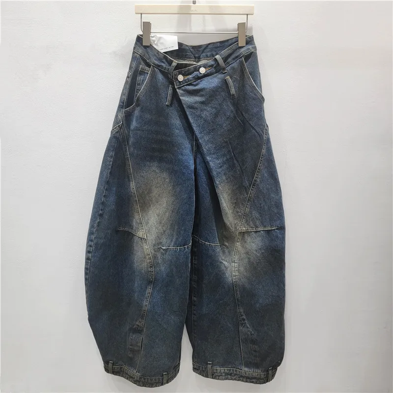 SuperAen Retro Distressed Ganzkörperjeans Damen 2025, Herbst, neues High-Street-Design, lockere Hose mit weitem Bein