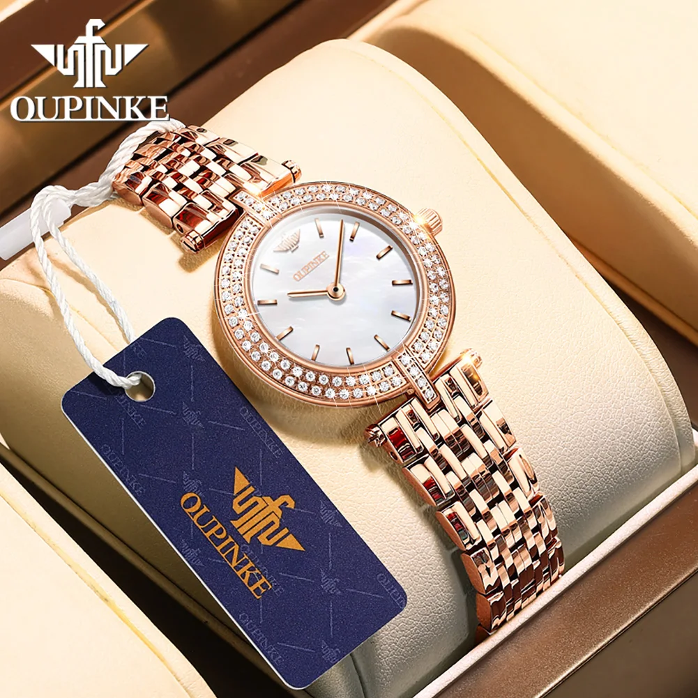 OUPINKE 3191 Luxury Quartz Watches for Women Original Brand Swiss Movement Diamond Sapphire Crystal Elegant Ladies Wristwatches