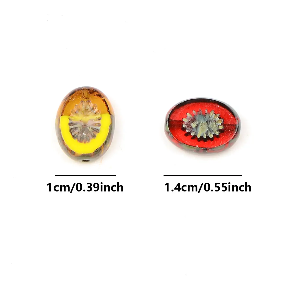 1x1.4cm 10pcs Exquisite Oval Shape Colorful Czech Glass Beads Loose Beads Diy Earrings Necklace Accessories