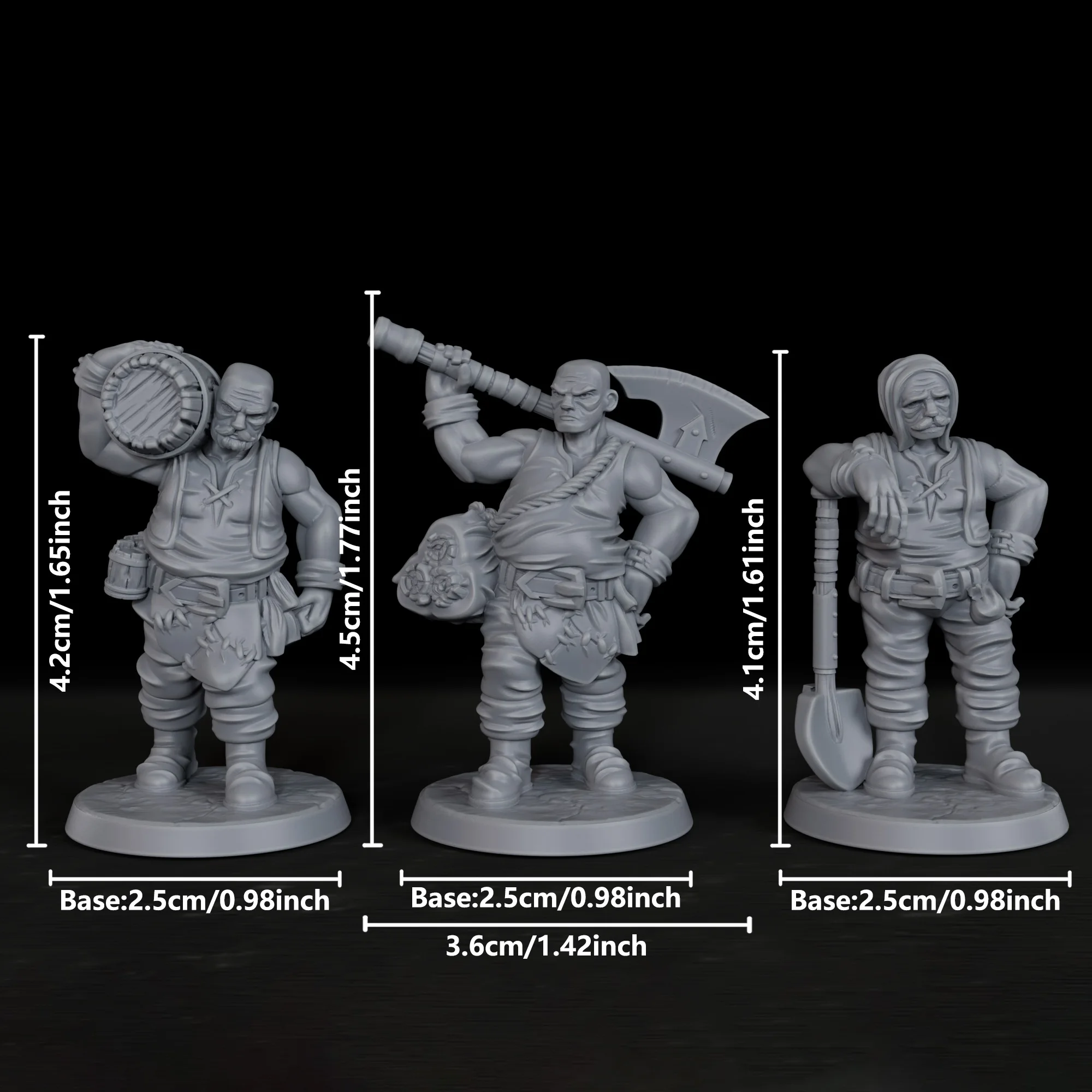 3pcs Male Townsfolk Miniature - Great Christmas & Halloween Accessory for Classic RPG Tabletop Game, Collectors' First Choice view 3