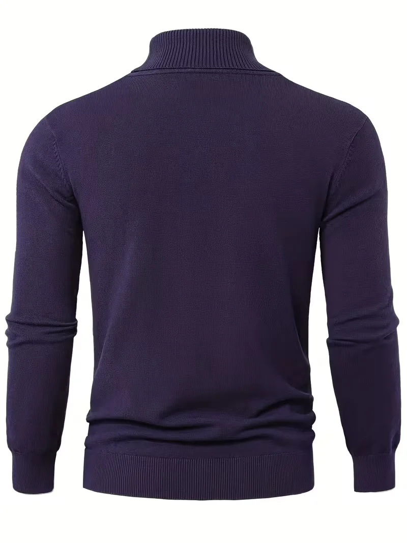 Men'S Autumn And Winter High-Neck Sweater Base Layer, Solid Color Warm High-Quality Blended Fabric - Easy And Stylish Soft Knitted Pullover, Regular Fit for Business Casual, Perfect As a Holiday Gift, Autumn & Winter, Formal Style