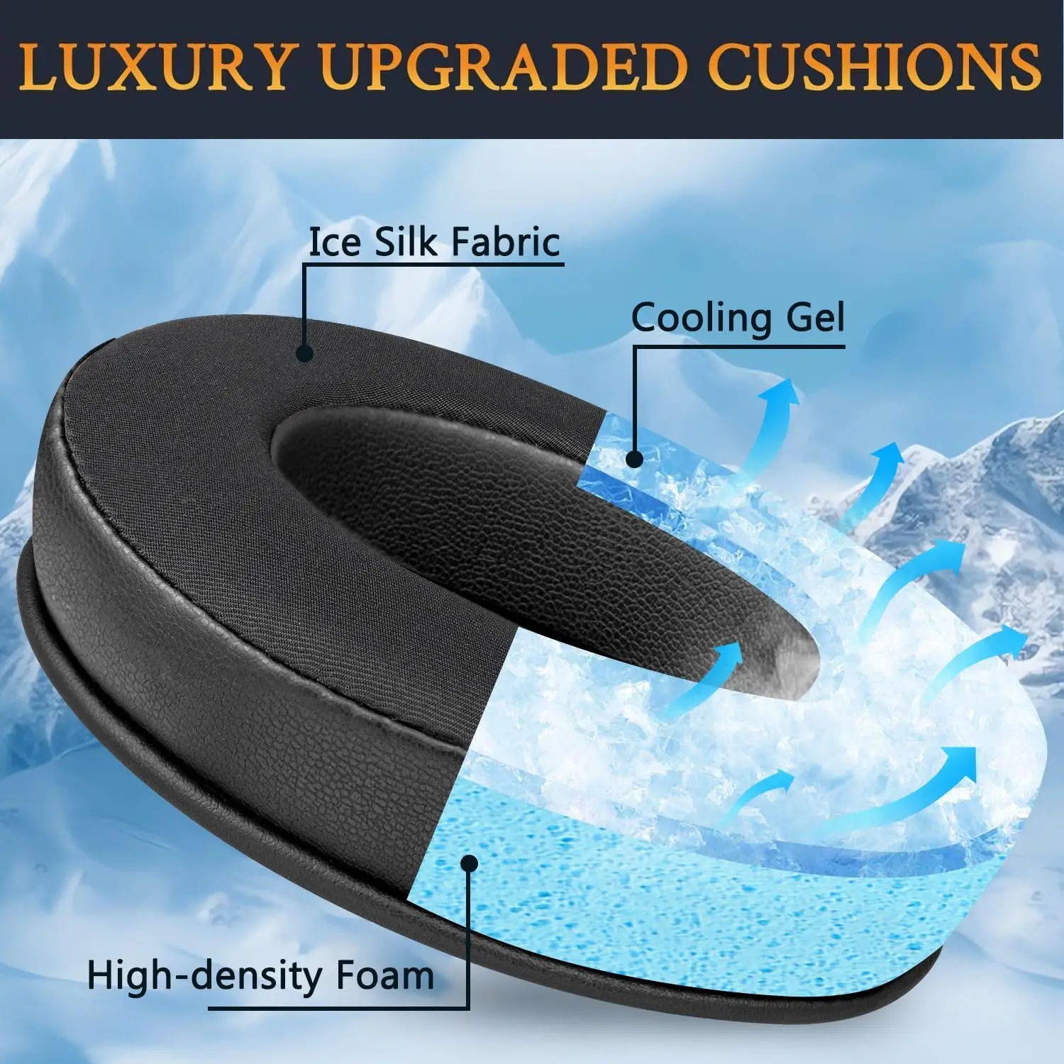 Cooling-Gel Ear Pads Cushions Replacement, for Razer Kraken 2019/Tournament Edition/Ultimate/Kitty, Earpads for Nari/Essential