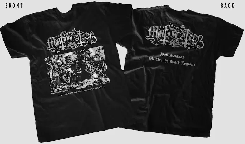 Nouveau t-shirt imprimé Dtg/Dtf-MUTIILATION- Hail Satanas We Are the Black Legion