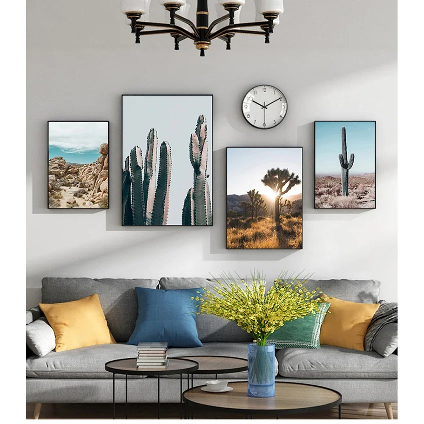 Art Print Painting Decorative Picture Home Decor Desert Cactus Canvas Poster Nordic Style Landscape Nature Joshua Tree Wall