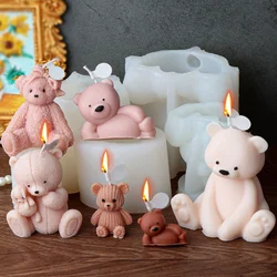 Animal Bear Candle Silicone Mold DIY Cartoon Teddy Bear Plaster Soap Making Tool Chocolate Cake Decor Baby Room Christmas Gift