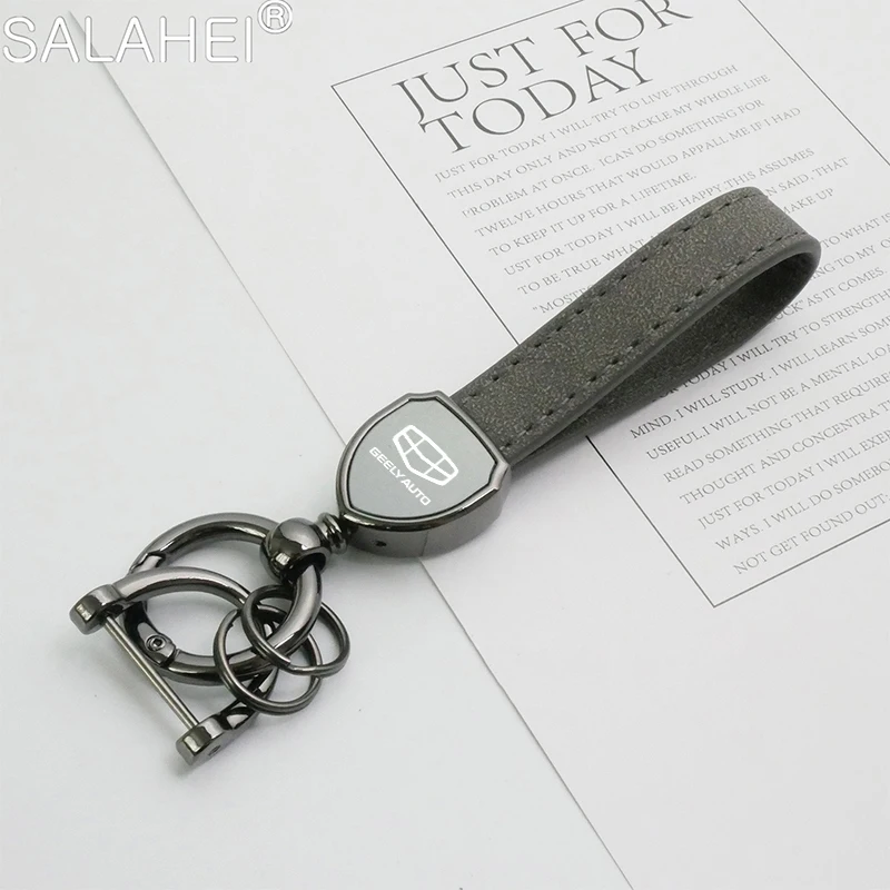 Zinc Alloy Leather Car Key Rings Chain Keychain Keyrings For Geely Atlas Boyue Borui Coolray Emgrand NL3 EX7 X7 EC7 GX7 Xingyue