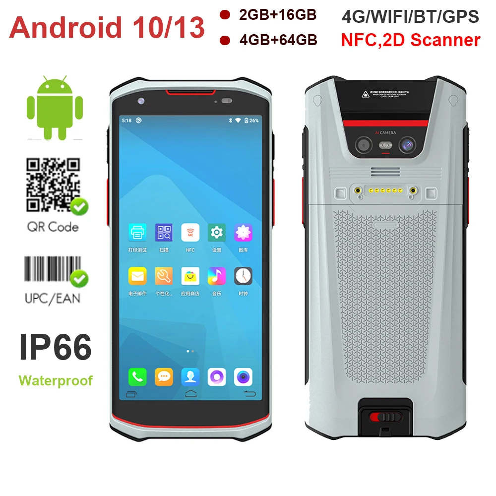 

Android 10/13 PDA POS-терминал, 5,5 дюймовый сенсорный экран со сканером штрих-кода Honeywell, QR-сканер с поддержкой Wi-Fi GPS 4G